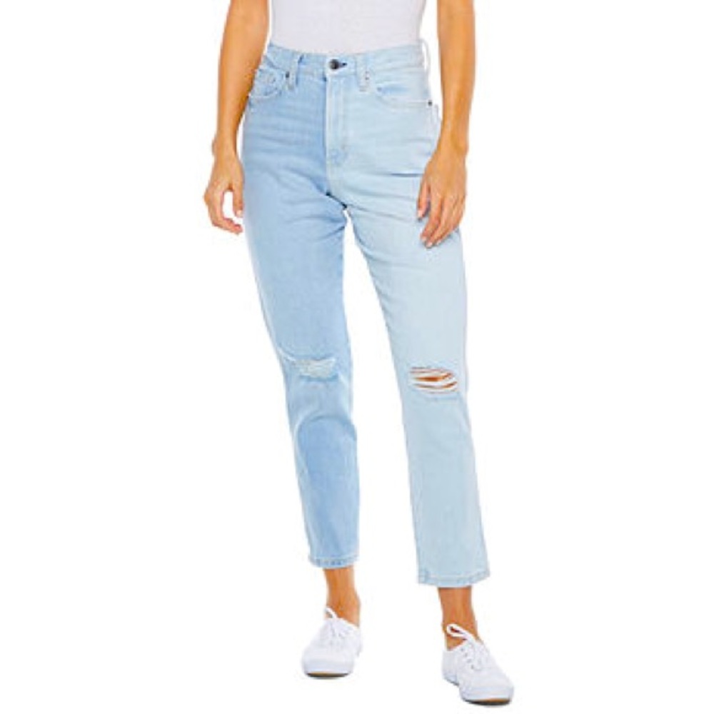 Arizona Juniors Womens High Rise Mom Straight Leg